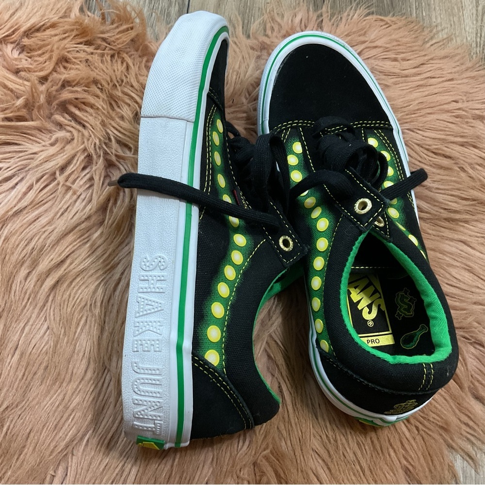 Vans Old Skool Pro Shake Junt Black Green Mens Size 7 Irish Skateboarding